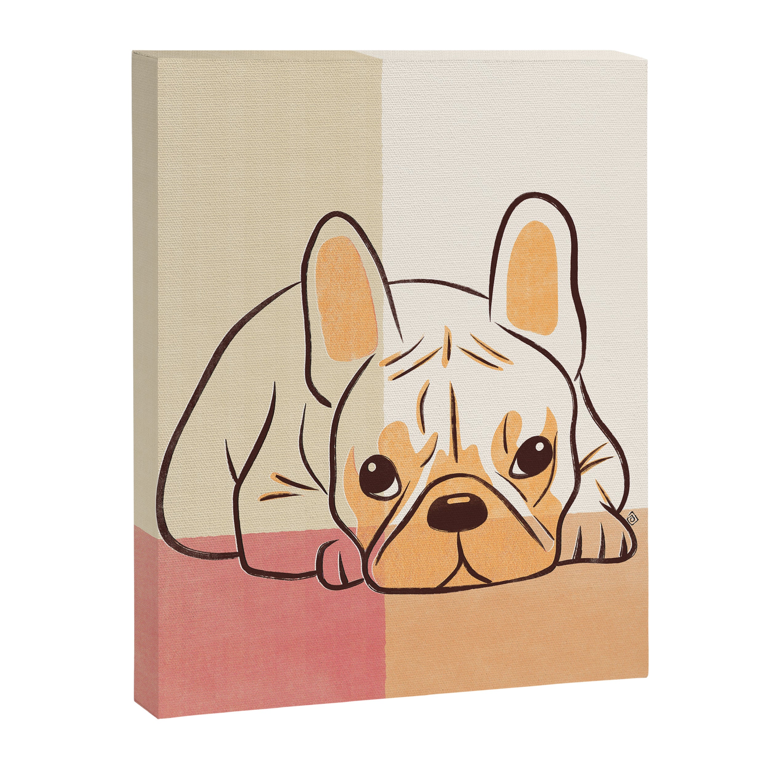 Adorable French Bulldog - Playful Dog Design in Neutral Tones Canvas Print Gallery Image 6