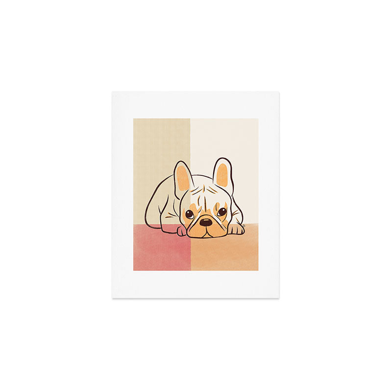 Adorable French Bulldog - Playful Dog Design in Neutral Tones Art Print Gallery Image 1