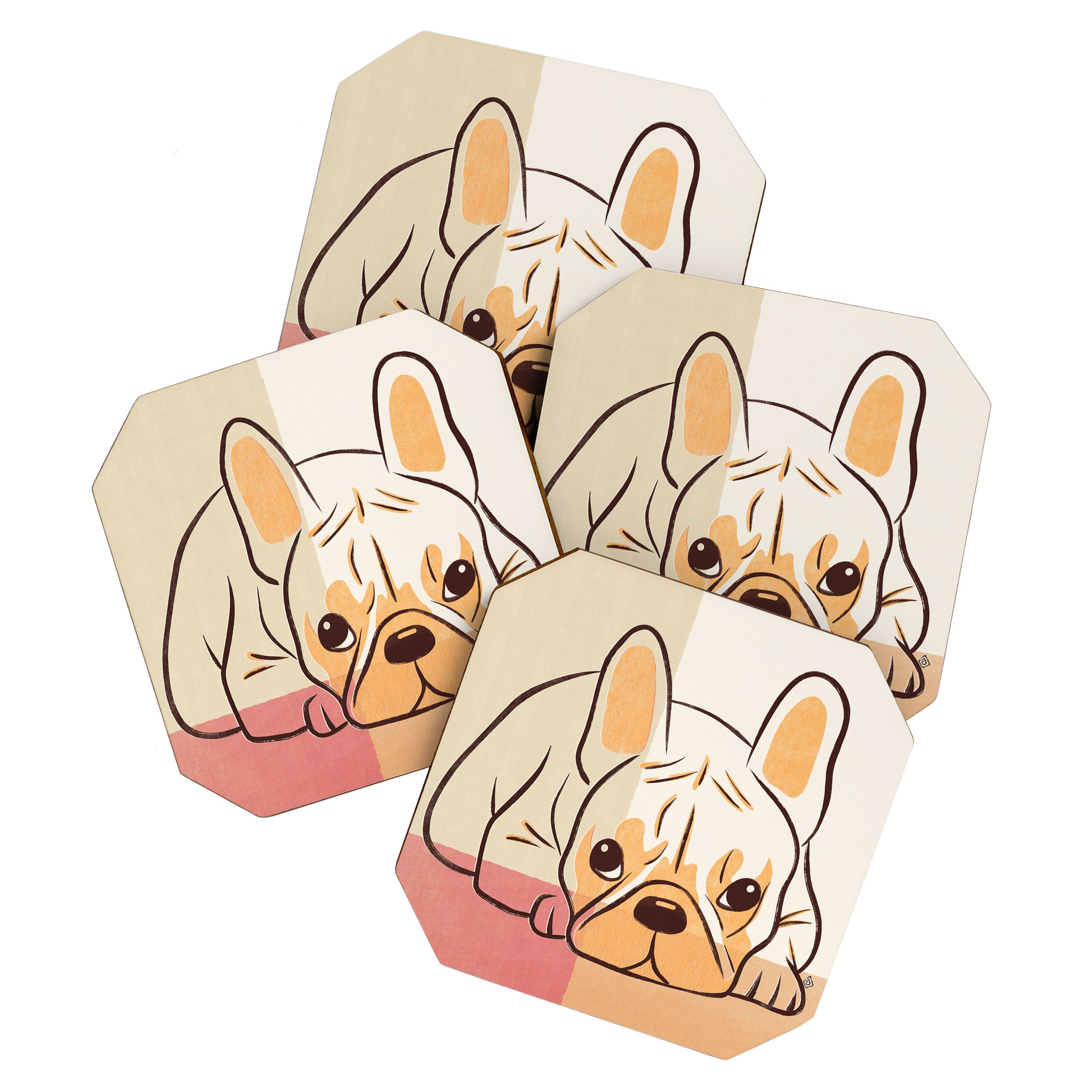 Adorable French Bulldog - Playful Dog Design in Neutral Tones Coaster Gallery Image 1