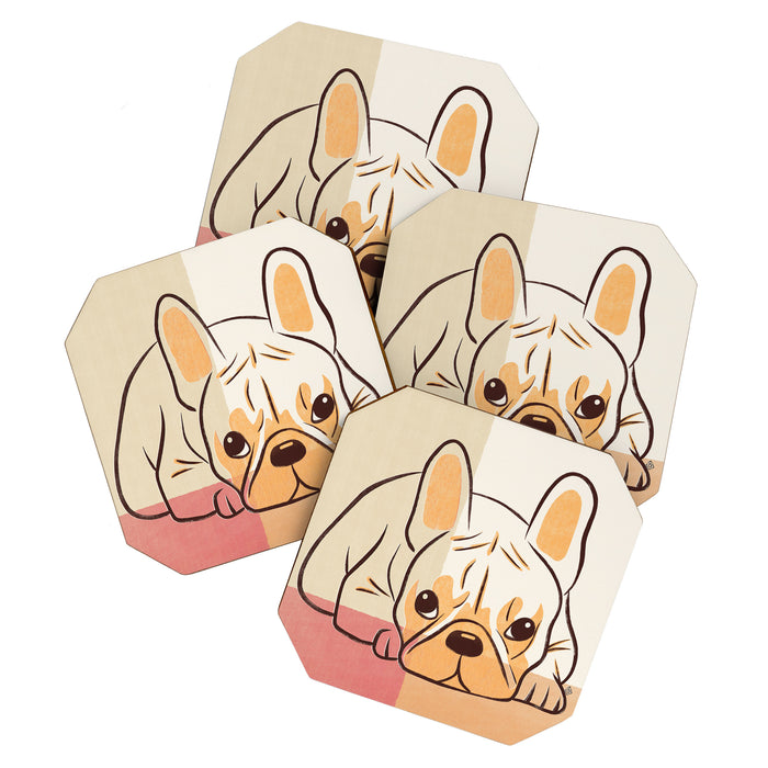 Adorable French Bulldog - Playful Dog Design in Neutral Tones Coaster Gallery Image 1