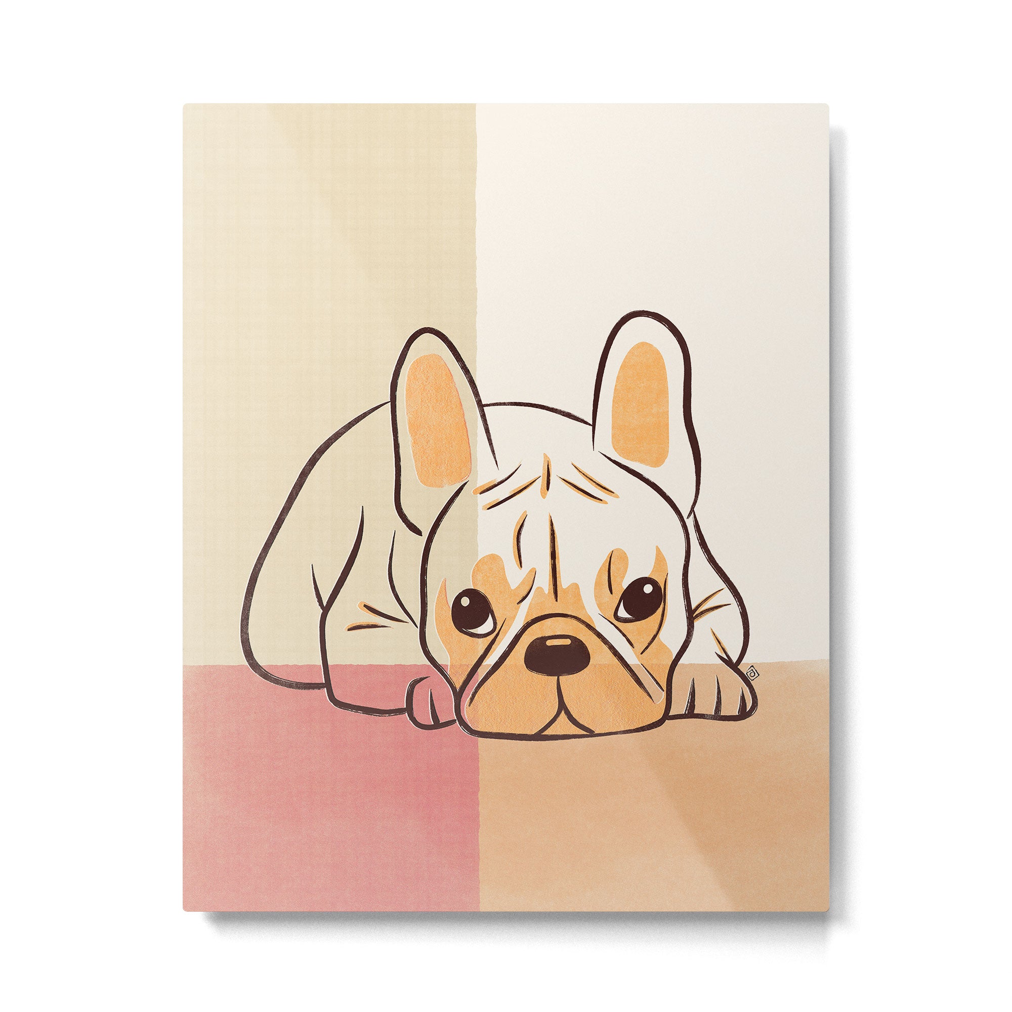 Adorable French Bulldog - Playful Dog Design in Neutral Tones Metal Print Gallery Image 4