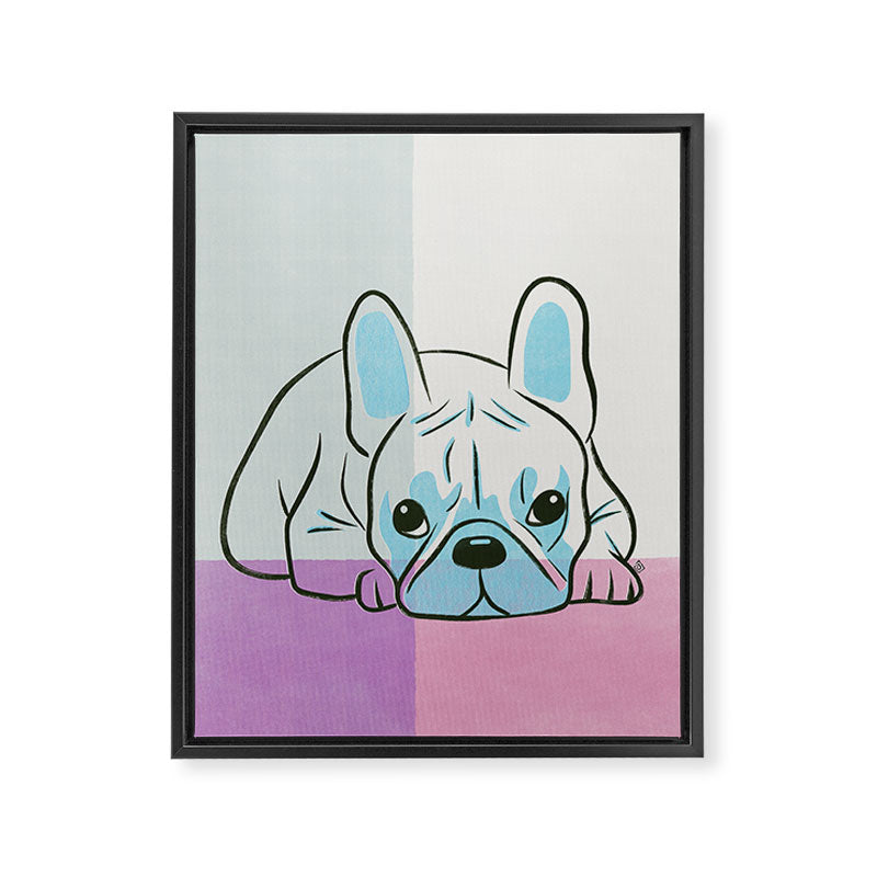 Adorable French Bulldog Puppy Artwork Framed Canvas Print Gallery Image 6