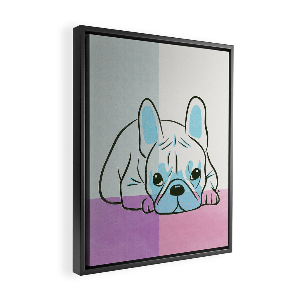 Adorable French Bulldog Puppy Artwork Framed Canvas Print Gallery Image 2