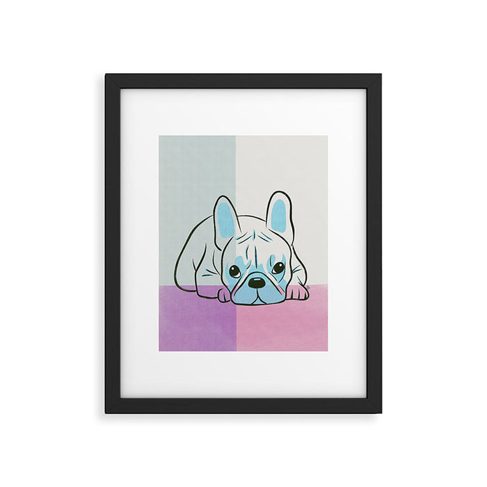 Adorable French Bulldog Puppy Artwork Framed Art Print Gallery Image 1