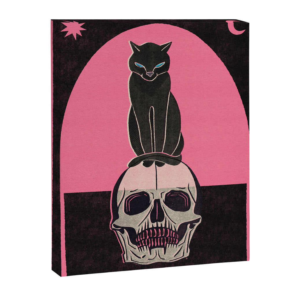 Black Cat on Skull Canvas Print Gallery Image 6