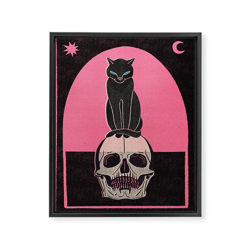 Black Cat on Skull Framed Canvas Print Gallery Image 6