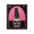 Black Cat on Skull Framed Canvas Print Gallery Image 6