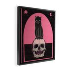 Black Cat on Skull Framed Canvas Print Gallery Image 2