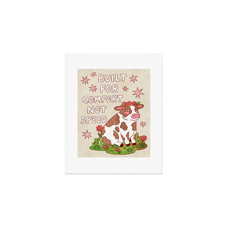 Built For Comfort Not Speed Cute Cow Illustration Art Print Gallery Image 1