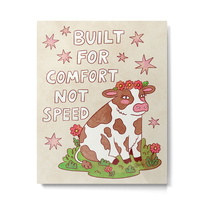 Built For Comfort Not Speed Cute Cow Illustration Metal Print Gallery Image 1