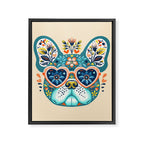 Cute French bulldog and heart shaped sunglasses  Framed Canvas Print Gallery Image 8