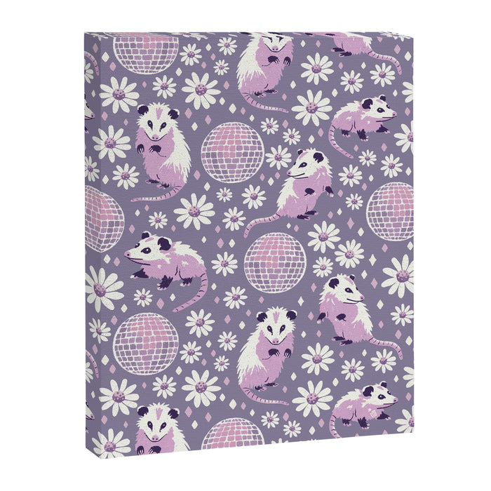 Disco Opossums and Daisies  Retro Pattern Canvas Print Gallery Image 1