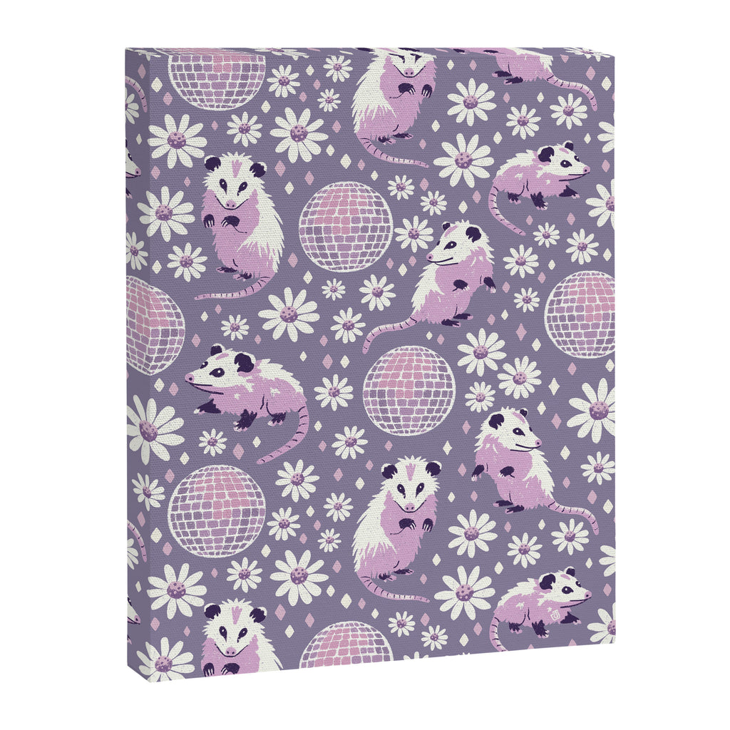 Disco Opossums and Daisies  Retro Pattern Canvas Print Gallery Image 6