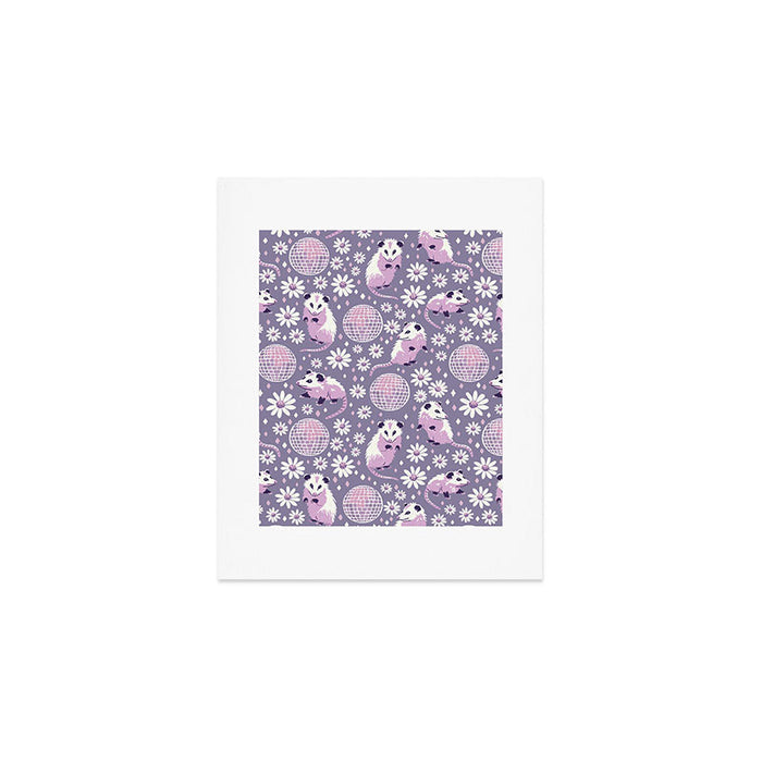 Disco Opossums and Daisies  Retro Pattern Art Print Gallery Image 1