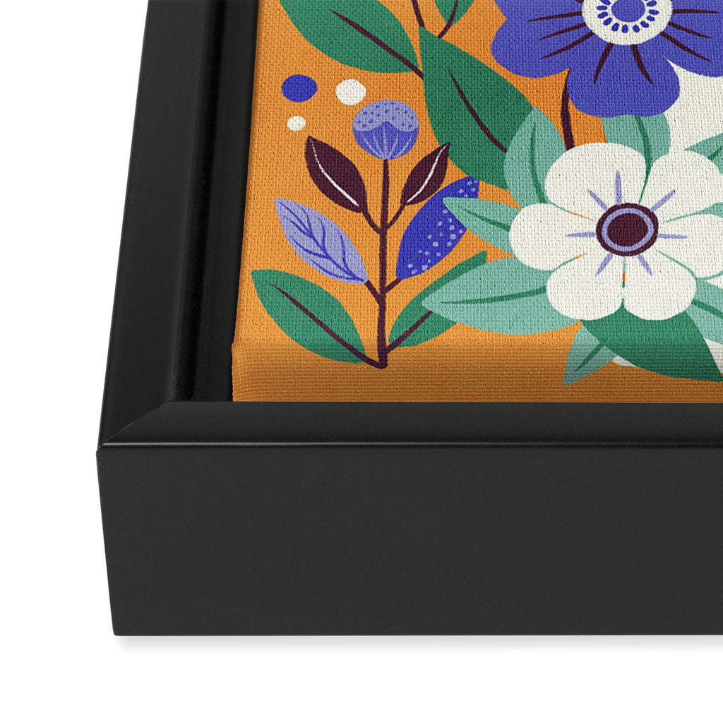 Floral Tiger in a Bold Jungle - Vibrant Botanical Wildlife Art Framed Canvas Print Gallery Image 3