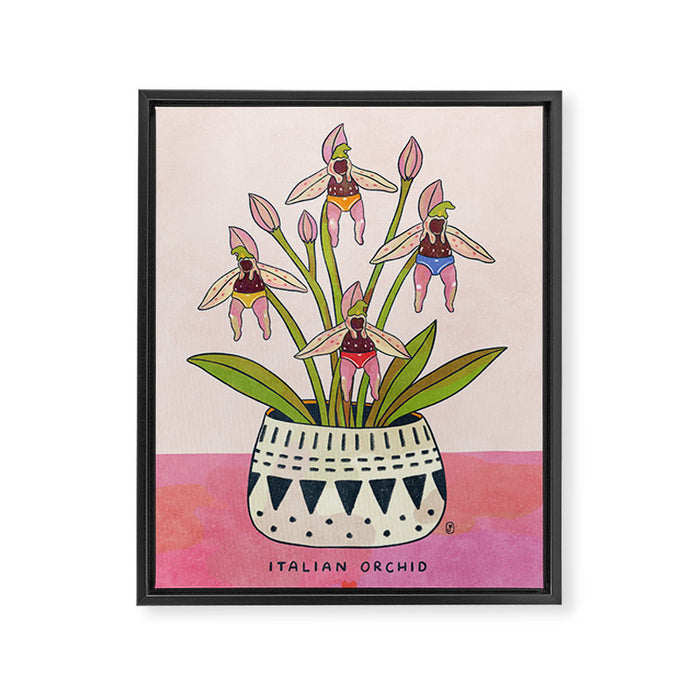 Italian Orchid Cute Botanical Illustration Framed Canvas Print Gallery Image 1