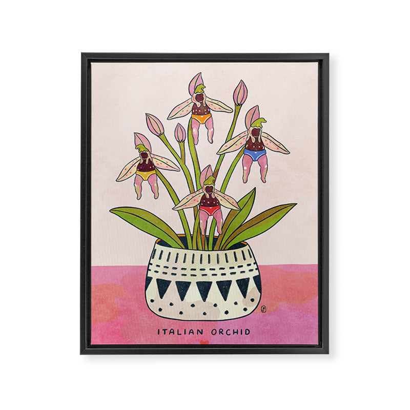 Italian Orchid Cute Botanical Illustration Framed Canvas Print Gallery Image 6