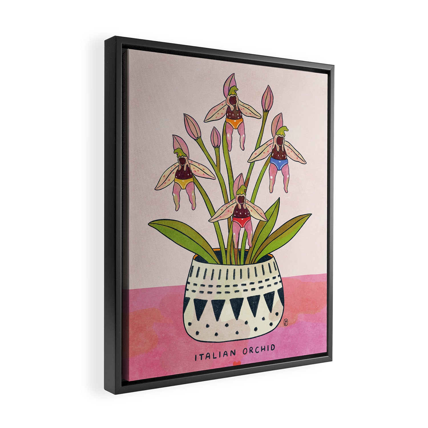 Italian Orchid Cute Botanical Illustration Framed Canvas Print Gallery Image 2