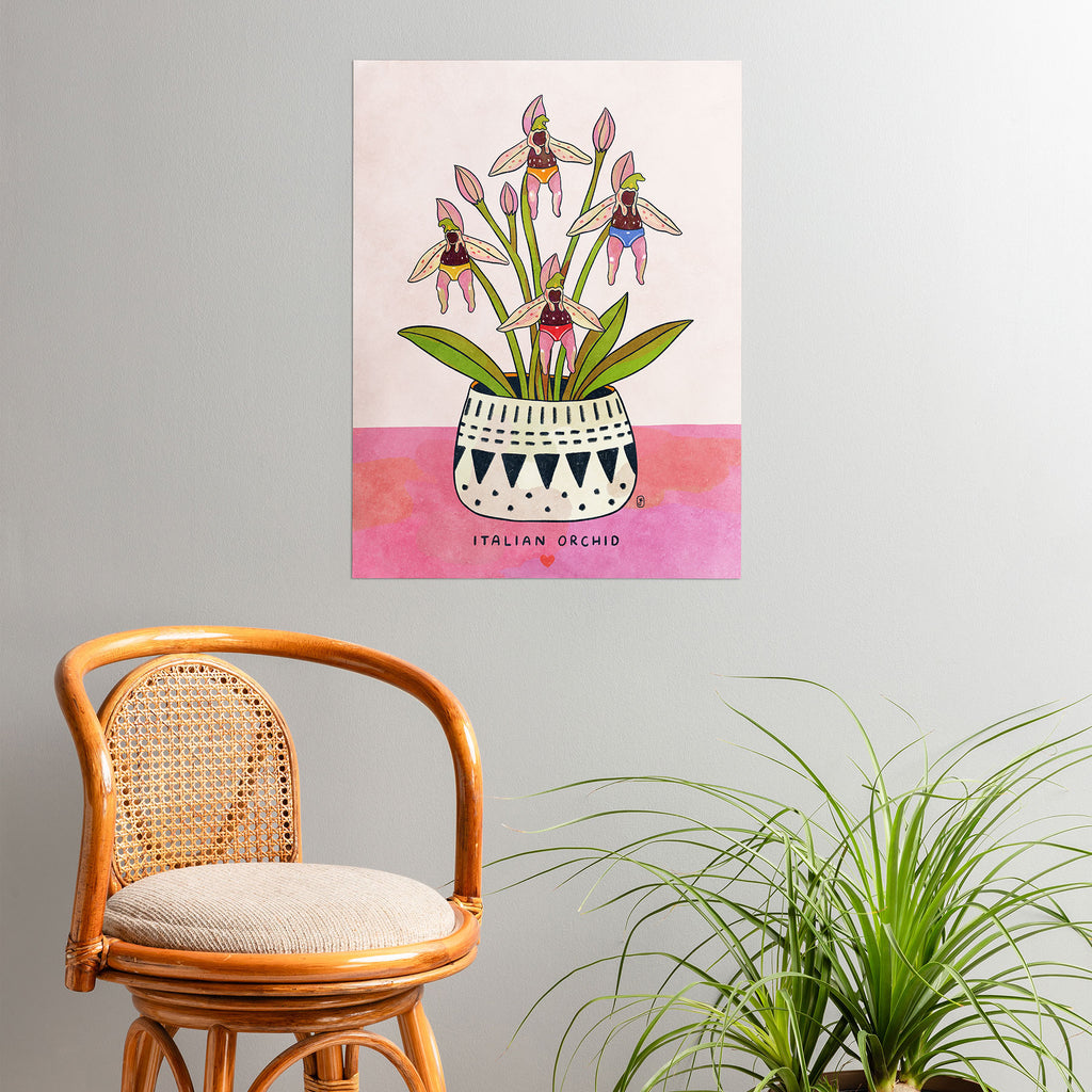 Italian Orchid Cute Botanical Illustration Poster Gallery Image 3