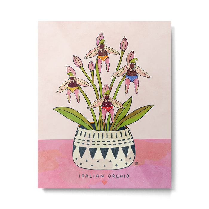 Italian Orchid Cute Botanical Illustration Metal Print Gallery Image 1