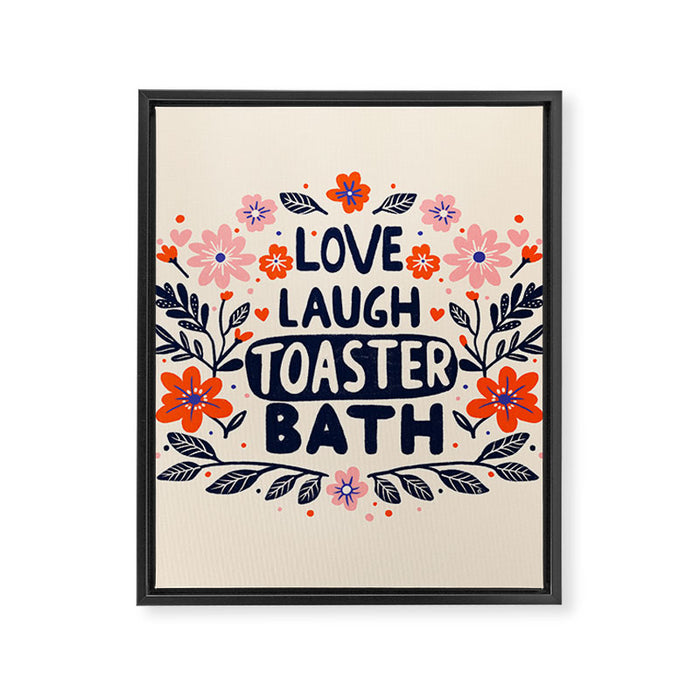 Love Laugh Toaster Bath Framed Canvas Print Gallery Image 1