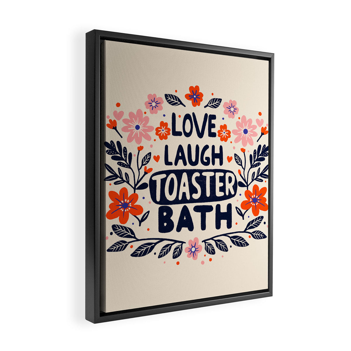 Love Laugh Toaster Bath Framed Canvas Print Gallery Image 2