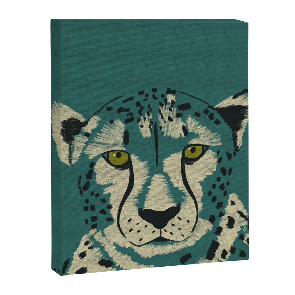 Majestic Cheetah - Bold Wildcat Design with Teal Background Canvas Print Gallery Image 8