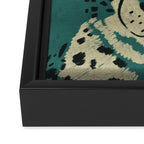 Majestic Cheetah - Bold Wildcat Design with Teal Background Framed Canvas Print Gallery Image 3