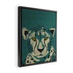 Majestic Cheetah - Bold Wildcat Design with Teal Background Framed Canvas Print Gallery Image 2