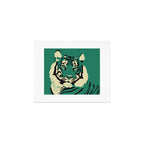 Majestic Tiger - Bold Wildcat Design with Teal Background Art Print Gallery Image 1