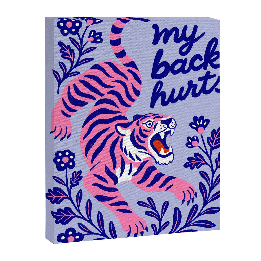 Pink Tiger Illustration - My Back Hurts Canvas Print Gallery Image 6