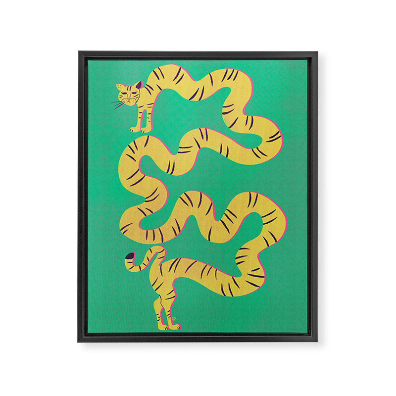 Playful Twisting Tiger Framed Canvas Print Gallery Image 6