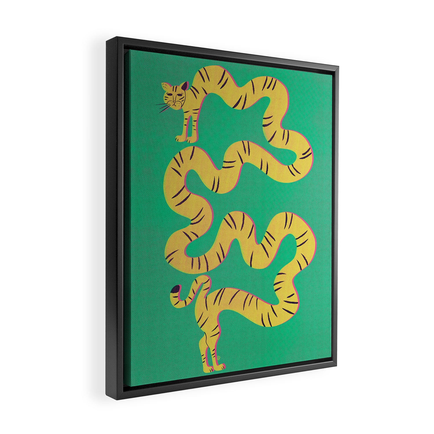 Playful Twisting Tiger Framed Canvas Print Gallery Image 2