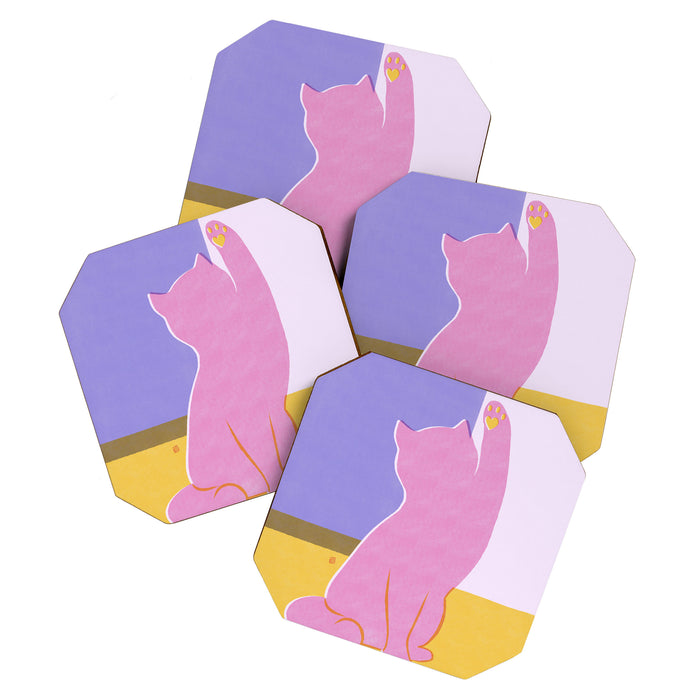 Risograph Cat - Cool Breeze Coaster Gallery Image 1