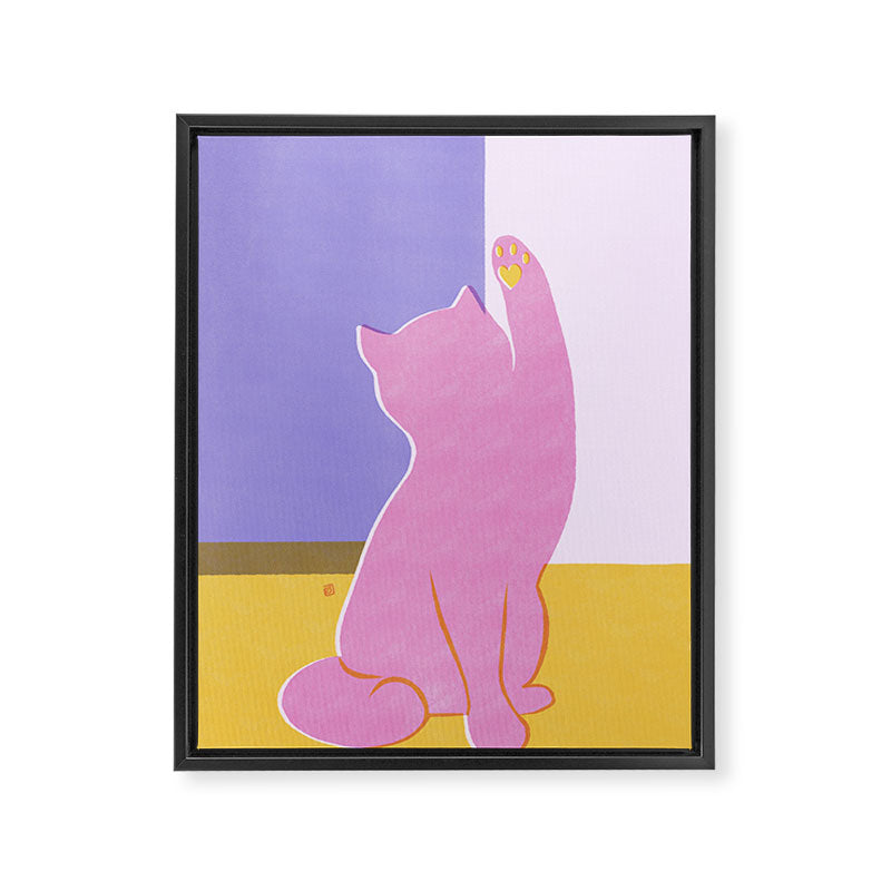 Risograph Cat - Cool Breeze Framed Canvas Print Gallery Image 6