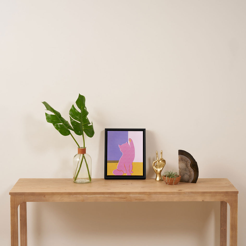 Risograph Cat - Cool Breeze Framed Canvas Print Gallery Image 4