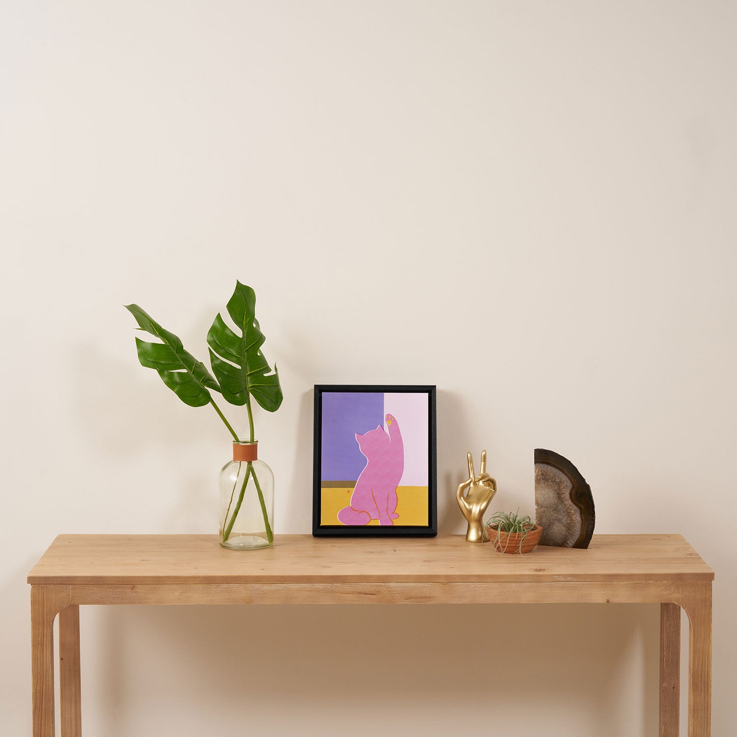 Risograph Cat - Cool Breeze Framed Canvas Print Gallery Image 4
