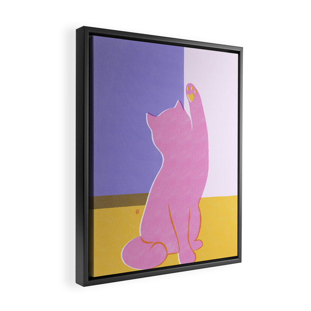 Risograph Cat - Cool Breeze Framed Canvas Print Gallery Image 2