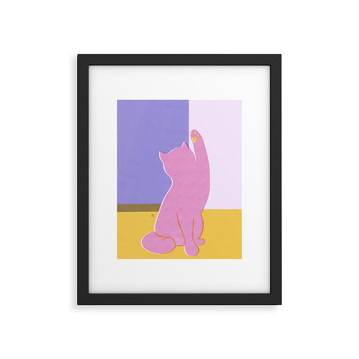 Risograph Cat - Cool Breeze Framed Art Print Gallery Image 1