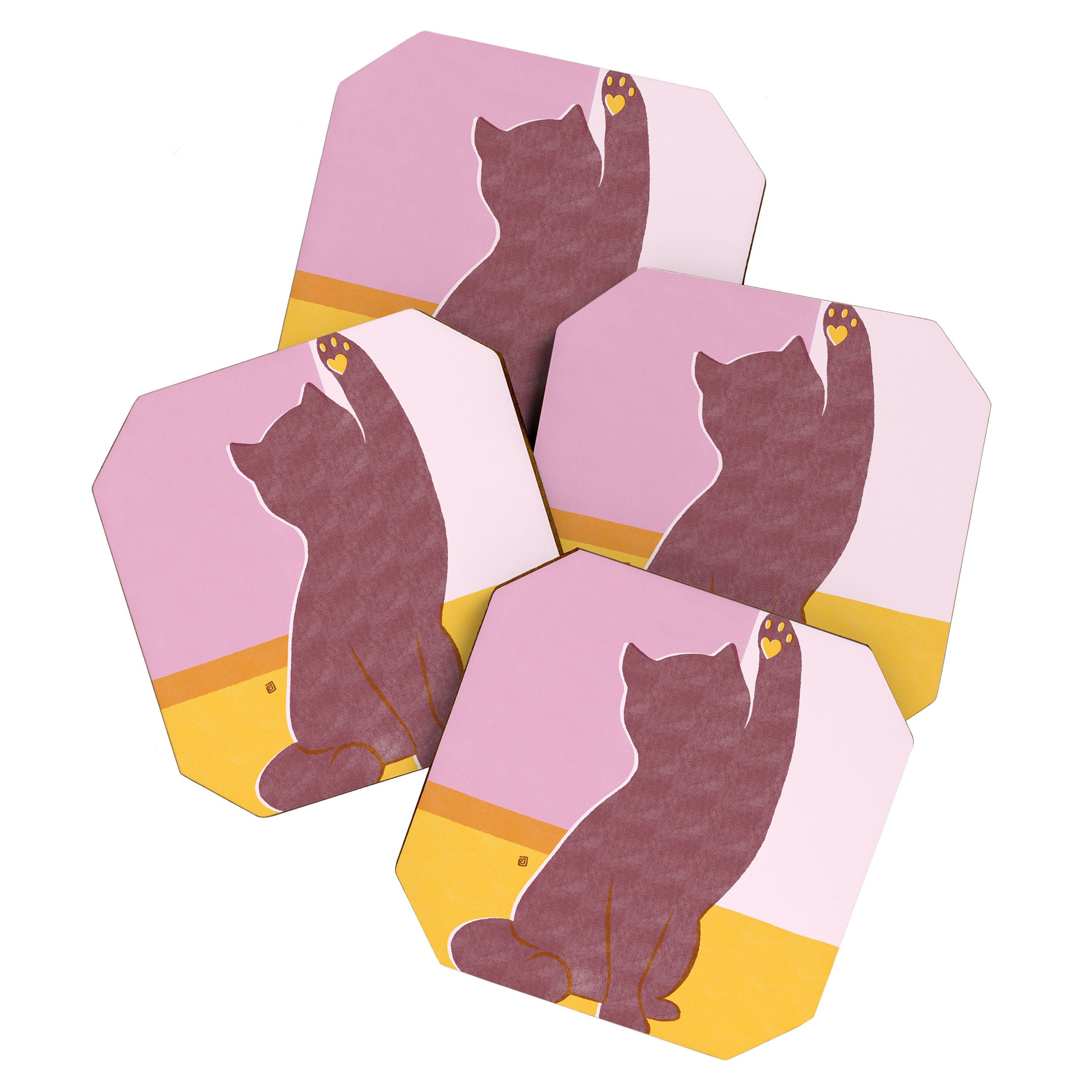 Risograph Cat - Sunset Coaster Gallery Image 1