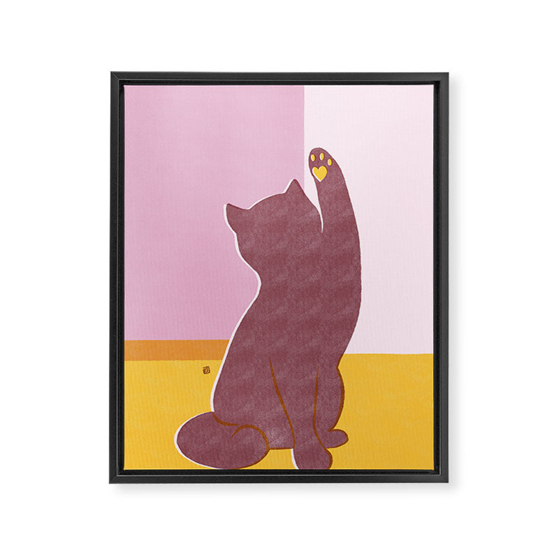Risograph Cat - Sunset Framed Canvas Print Gallery Image 6