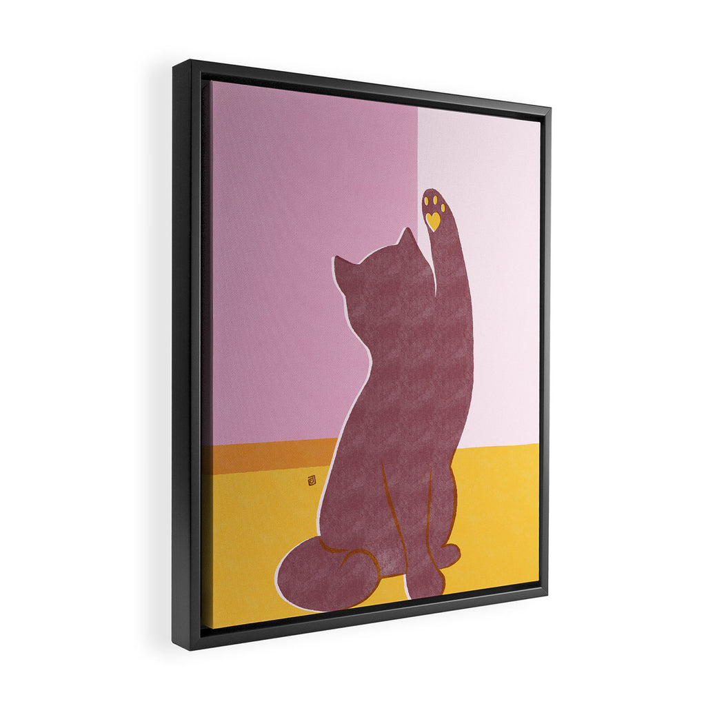 Risograph Cat - Sunset Framed Canvas Print Gallery Image 2