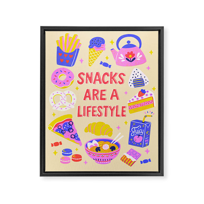 Snacks Are a Lifestyle Food Illustration Light Version Framed Canvas Print Gallery Image 1