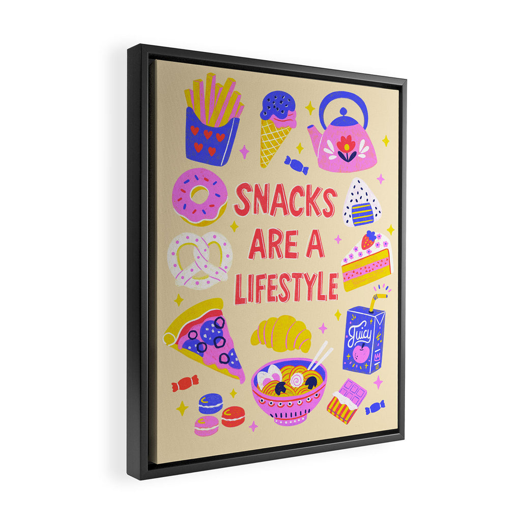 Snacks Are a Lifestyle Food Illustration Light Version Framed Canvas Print Gallery Image 2