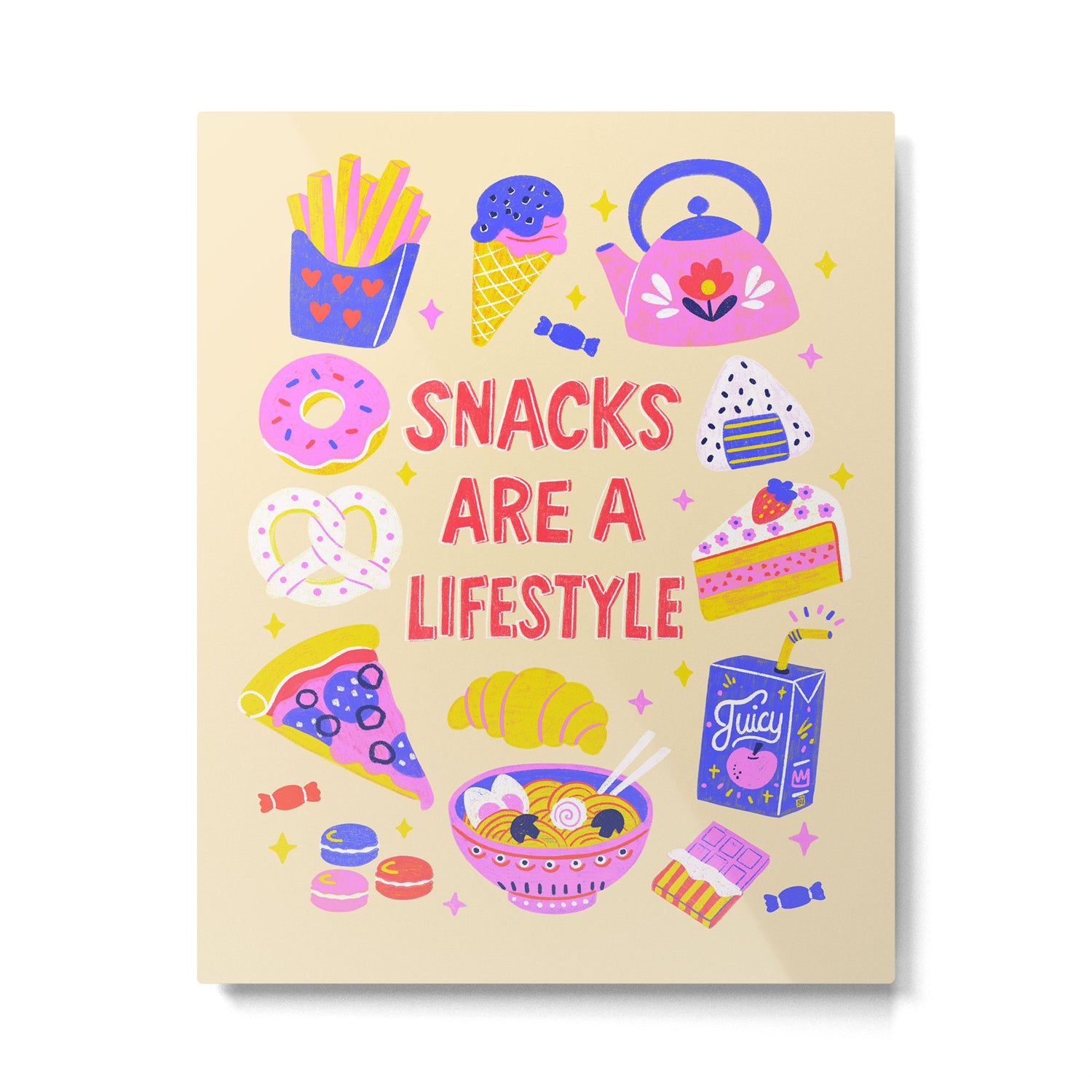 Snacks Are a Lifestyle Food Illustration Light Version Metal Print Gallery Image 4