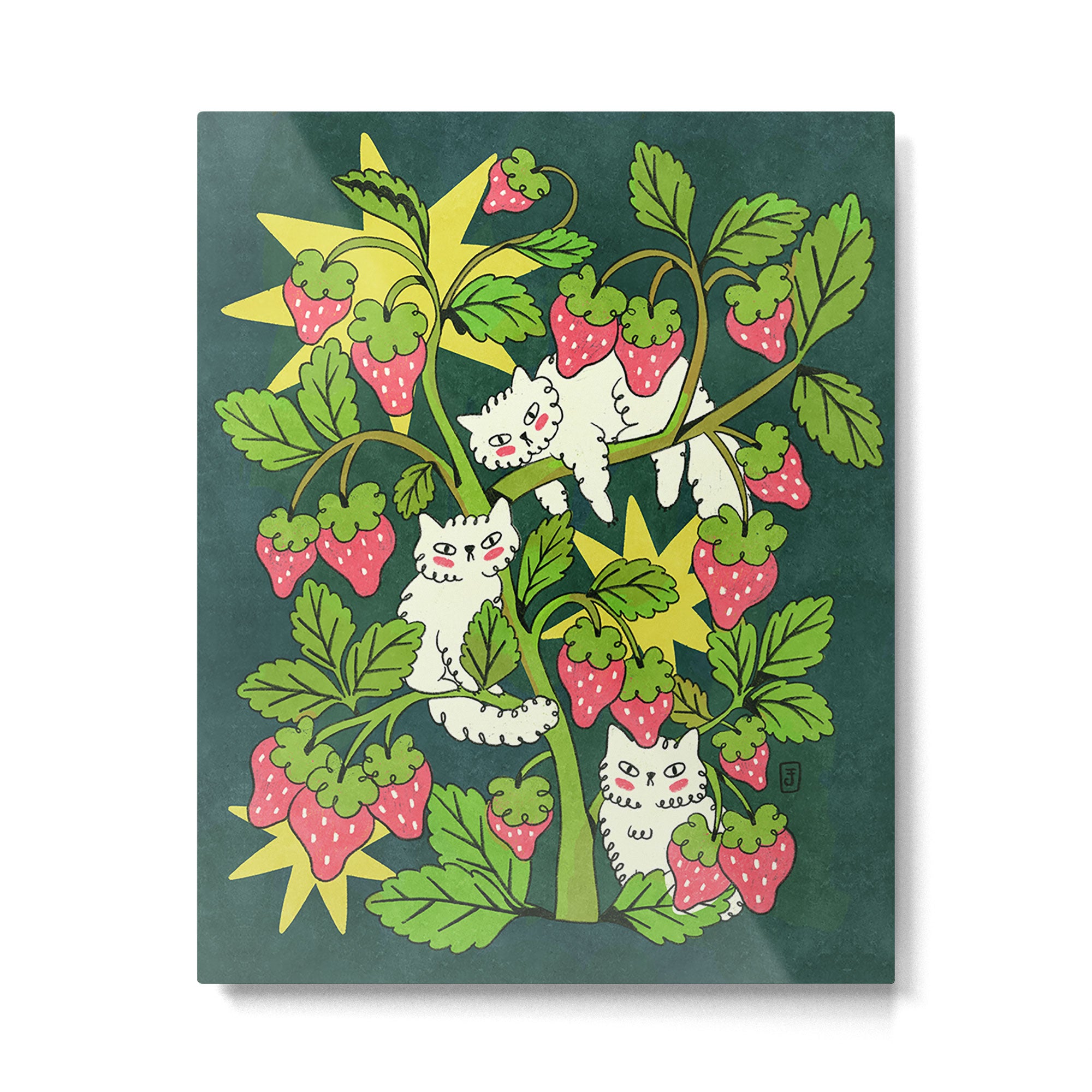 Strawberry Cats Metal Print Gallery Image 4