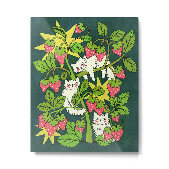 Strawberry Cats Metal Print Gallery Image 1