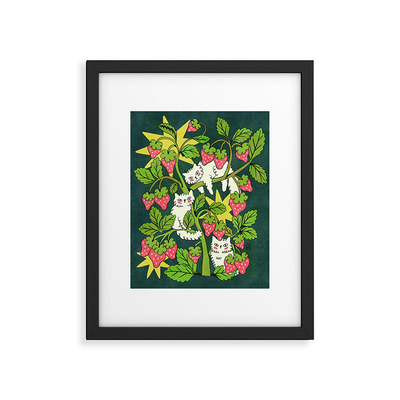 Strawberry Cats Framed Art Print Gallery Image 5