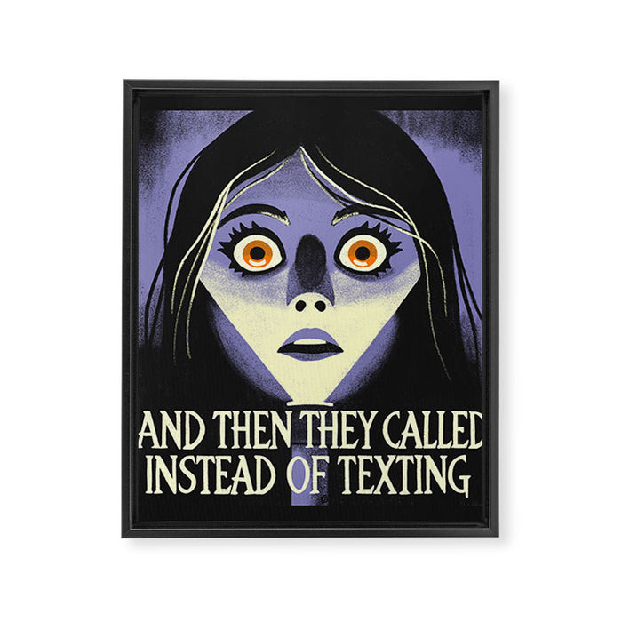 The horror of a phone call Framed Canvas Print Gallery Image 1