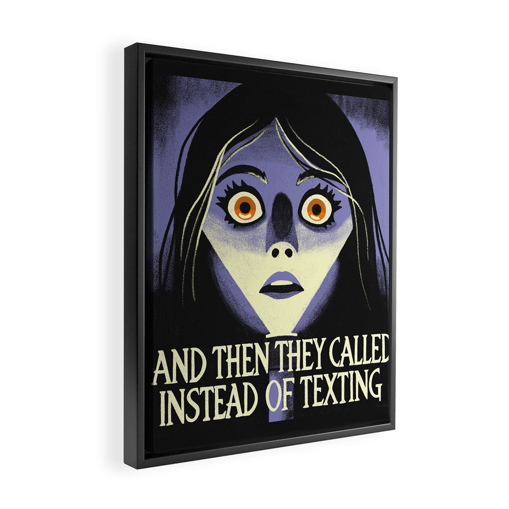 The horror of a phone call Framed Canvas Print Gallery Image 2